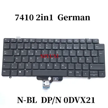 100% НОВА оригинална немска клавиатура за лаптоп Dell Latitude 7410 2в1 N-BL DVX21 0DVX21 NSK-QRAUC