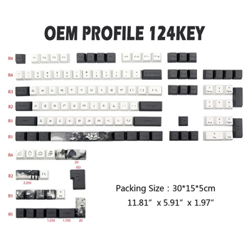 124 Ключ/комплект OEM Profile Ink Lotus Keycap Капачки за Ключове С Сублимация Коса PBT 6.25 U За Механична Клавиатура САМ 61 AR21 22 Дропшиппинг