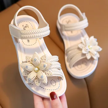 2023 Летни нови детски сандали за момичета, градинска нескользящая плажни обувки с мека подметка, красиви детски обувки на принцесата с ярки диаманти