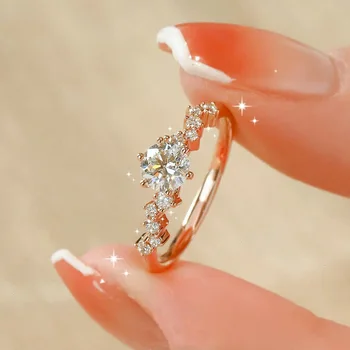 2023 нов ins стил, индивидуалност, мода, звездна мечта, живият пръстен с имитация на мозанита с диамантен пръстен, женски венчален пръстен от розово злато 18 карата