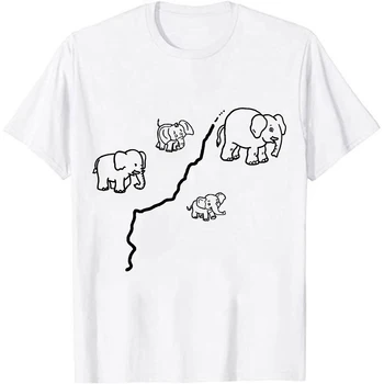 2023 Нова тениска, тениска със слонове, индивидуалност, минималистичная тениска с домашен любимец принтом, градинска ежедневни дишаща мека готина тениска с високо качество