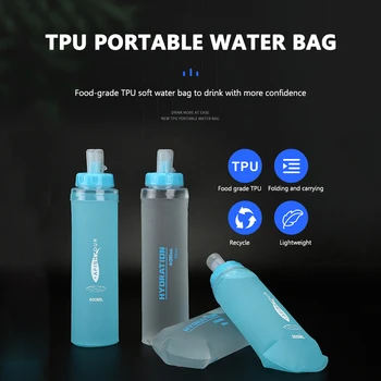300/400 мл, TPU, сгъваема бутилка за пиене на вода, чанта за хидратация, преносим силиконовата капачка, множество чанта за вода за къмпинг