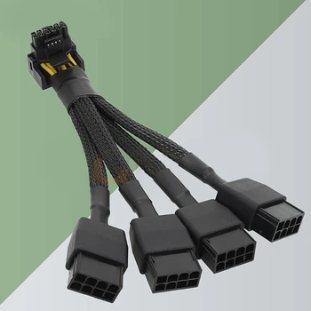 4x8pin PCIe 16-пинов кабел за свързване 12VHPWR с 90-градусным свита, приложим за графика на процесора RTX4090 RTX4080 15 см/5.9 инча R9UA