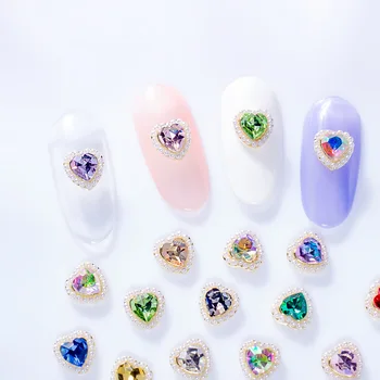 5 бр. Изискани окачване за дизайн нокти с формата на сърце, 3D Перли, кристали и кристални, Декорации за нокти, блестящи скъпоценни Камъни, луксозни аксесоари за маникюр