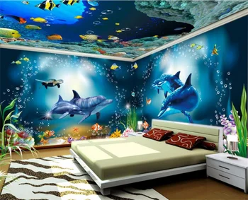 beibehang Custom снимка 3d тапети стенопис Делфин подводен свят на абстрактни хол фон на стената papel de parede стенописи