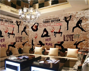 beibehang висша мода декоративна живопис тапети фитнес зала, йога, спортни силуети на фона papel de parede 3d тапети behang