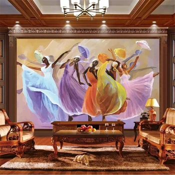 beibehang, индивидуални голям стенопис, мода декорация за дома, цвят африкански момиче, танц телевизия, тапети за спалнята, papel de parede