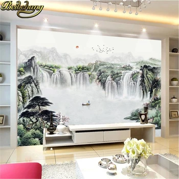 beibehang Потребителски фотообои за вода 3D TV фон Тъмен пейзаж стенни хартия тапет за домашен декор