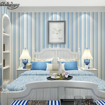 beibehang средиземноморски син в една вертикална лента от нетъкан топъл фон за хол, спални, легла, прости модерни тапети на райета