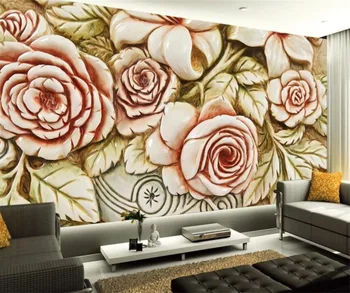beibehang Тапети по поръчка на 3D с релефни стерео роза стенопис дневна спалня 5d декоративна живопис 8d papel de parede тапети