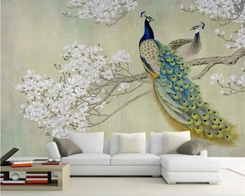 beibehang фотообои 3d papel de parede китайски плат стая спалня ТЕЛЕВИЗИЯ фон птица паун голямата фреска 
