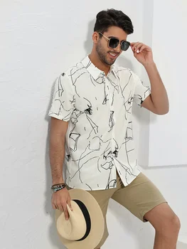 CLOOCL, мъжки ежедневни риза с 3D принтом и къс ръкав, мъжки дрехи, блузи, потници за лятна ежедневието