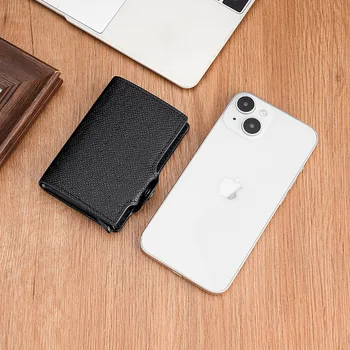 Geestock, нов поп чантата си сгъваем Rfid-антимагнитный държач за карти, мъжки портфейл за карти, метална кутия за кредитни карти, елегантен мъжки скоба за чантата