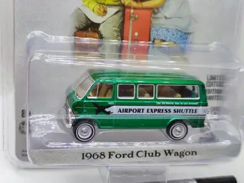 GreenLight 1:64 1968 Ford Club Wagon зелена машина Модел на колата от сплав на Метални играчки за деца, хвърли под налягане подарък