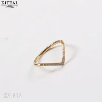 KITEAL Подарък за рождения ден на 18 кг Позлатените Женска пръстен в опашката проста форма на Пръстен с цирконием цените са в евро на сватбени декорации