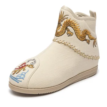 Kruleepo/ 2023 г., Модни Обувки с Китайски Дракон За Деца и Момчета, Обувки за Малки Деца, Всесезонни Обувки от Памучен Плат с Гумена Бродерия