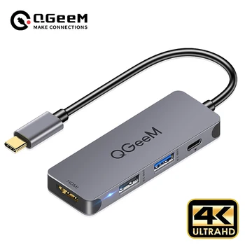 QGeeM C USB Хъб за Macbook Pro Multi USB 3,1 Type C Hub 3,0 2,0 USB C HDMI Адаптер Докинг станция PD за Huawei Капитан 20 OTG Pro Газа