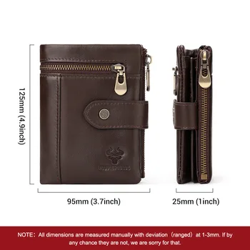 RFID-антимагнитный портфейл от телешка кожа, портмоне с цип, джобове за карти, кратък портфейл, чанта за монети, луксозен мъжки клатч