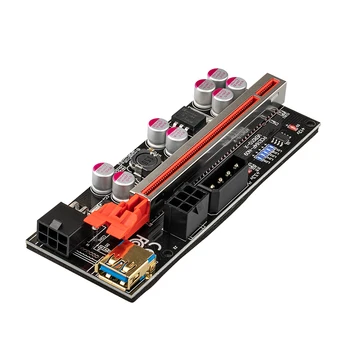 RGeek VER010 PCI-E Странично PCI Express 1X-16X Удължител PCIe Адаптера с USB3.0 SATA 6pin-15pin за майнинга GPU графична карта