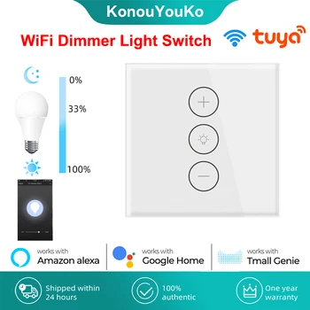 Sasha WiFi-Слаби EU/US Plug Smart Light монтиран на стената lcd Сензорен Прекъсвач С Регулируема Яркост Smart Life Дистанционно Управление за Алекса Google Home