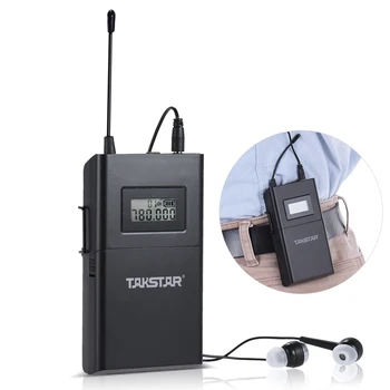 Takstar WPM-200 UHF Безжична мониторная система на 50 м Разстояние предаване на стерео слушалки в ушите, слушалка, предавател, приемник, LCD дисплей