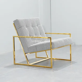 U-най-ДОБРОТО Промишлени и съвременно Стилно Метално Стол с Възглавница, Метална Рамка със Златен Рисувани, Френското Съвременно стол