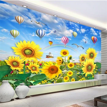 wellyu papel de parede 3D Потребителски тапети Усмивка семки красиво цвете морето слънчева светлина, дъга ТЕЛЕВИЗИЯ фон на стената