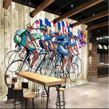 wellyu колоездене, фитнес зала, модерен ресторант фонова стена на поръчка голяма фреска копринени копринени тапети papel de parede
