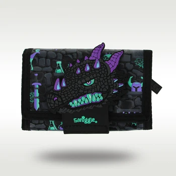 Австралия Smiggle Оригинален детски чантата си за момчето, стръмен черен портфейл-клатч с динозавром, кожена чанта за карти, портфейл за монети с високо качество