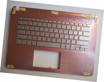 Американска клавиатура за Sony SVF1421DSG SVF1421E4E SVF1421ESG SVF1421F4E SVF1421G4E + сребриста клавиш + розова поставка за ръце + без тъчпад + без подсветка
