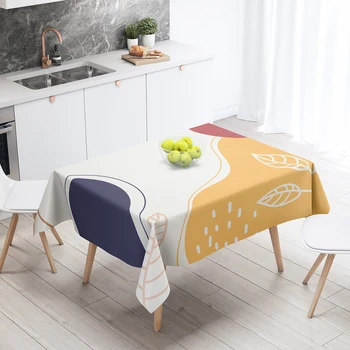 Бели маси, в скандинавски стил, цвят, покритие, листа от растения, Декорация на кухня, Водоустойчив правоъгълна покривка за маса със защита от петна