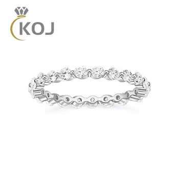 Брачни халки от сребро KOJ 925 проба за Жени, Блестящ прозрачен Кубичен Цирконий, Вечно Наращиваемое Годежен пръстен, Бижу