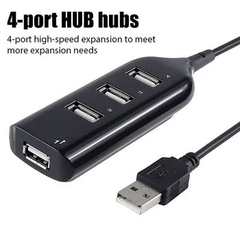 Високоскоростен удължителен кабел Универсален USB-Хъб с 4 порта USB 2.0 Хъб с Кабел Mini Hub Socket Pattern Дърва Кабелен Адаптер за Преносими КОМПЮТРИ