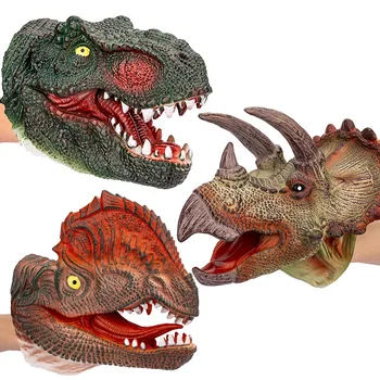 Главата на Динозавър на Ръчни Членове, Меки Гумени Играчки-Динозаври, Раптор, Реалистична Фигурка, Имитация на Тираннозавра Рекса, забавни неща, Гавра, Играчка