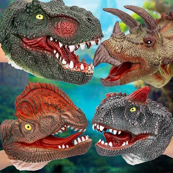 Главата на Динозавър на Ръчни Членове, Меки Гумени Играчки-Динозаври, Раптор, Реалистична Фигурка, Имитация на Тираннозавра Рекса, забавни неща, Гавра, Играчка