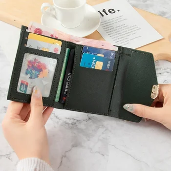 Дамски многофункционална чанта за карти от естествена кожа, дамски проста мини чанта за карти, Малък органайзер за визитки, корпоративна държач за карти, портфейл