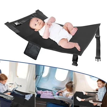 Детска легло за пътуване в самолет, Преносим поставка за краката със самолет за деца, удължаване на седалката за деца, удължител столче за кола, Хамак за краката