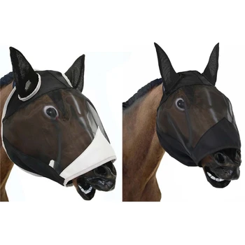 Дишаща мрежа за защита, маска за лице кон с капаци, удобен калъф за езда, Комфортна лека езда
