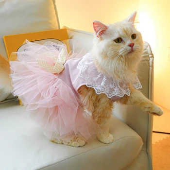 Дрехи за домашни кучета, малката принцеса рокля за домашни любимци, сватбени рокли за абитуриентски бал, пуловер за кученца Bichon, костюм на котка, подпори за фотосесия на кучета