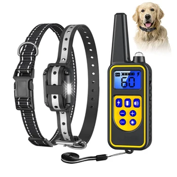 Електрически нашийник за дресура на кучета 880 м, дистанционно управление за домашни любимци, водоустойчива акумулаторна вибрация С LCD дисплей, подходящ за всички кучета