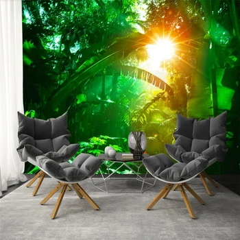 зелени гори Бейбехан, растения, тропически дъждовни гори, триизмерна живопис, на фона на телевизор, голяма стенни рисувани по поръчка, зелени тапети
