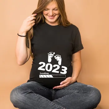 Изтегляне на детето 2023, женска тениска за бременни с принтом, лятна тениска с обявяването на бременността с къс ръкав за бременни, Нови върхове за майките