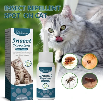 Капки от бълхи и кърлежи за котки обем 1,7 грама за защита на домашни любимци, кучета, Инсектицидно-репеллентные капки