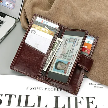 кожен портфейл, мъжки анти-кражба четка, слот за няколко карти, чанта за дреболии средно и дълго размер, чанта за карти, портфейл в щатски долари