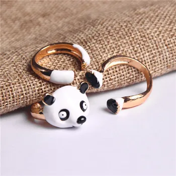 Комбинираното пръстен, модерно творческа пръстен със сладък Пандой, подвижни комплект бижута в китайски стил, пръстен
