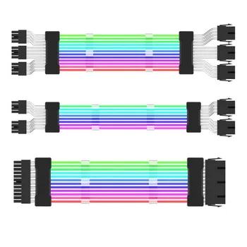 Компютър Jumpeak 18AWG ARGB Sync захранване захранващ удължителен кабел Комплект ATX 24PIN VGA GPU PCI-E 8PIN 6Pin RGB Кабели Модул за PC