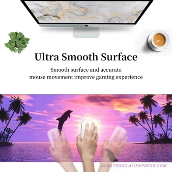 Красиви лилави геймърска подложка за мишка с тропически плаж 