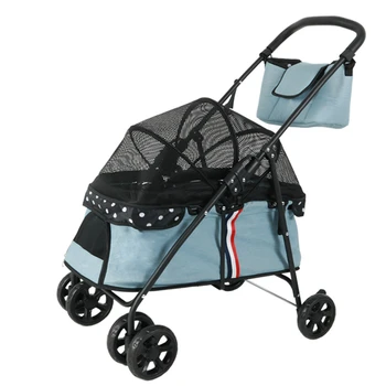 Лесно сгъваема количка за кучета малки и средни по размер, градинска переноска за кучета и котки с увреждания или ранените