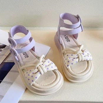 Летни сандали за момичета 2023 г., нови детски сандали, модерни плажни обувки наклон цветове, лека обувки принцеса подметка сандали