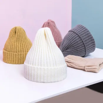 Мека детска шапка зима-есен за деца, топло вязаная капачка, аксесоари за малки момичета и момчета, детска шапчица-бини, обикновена шапка за деца